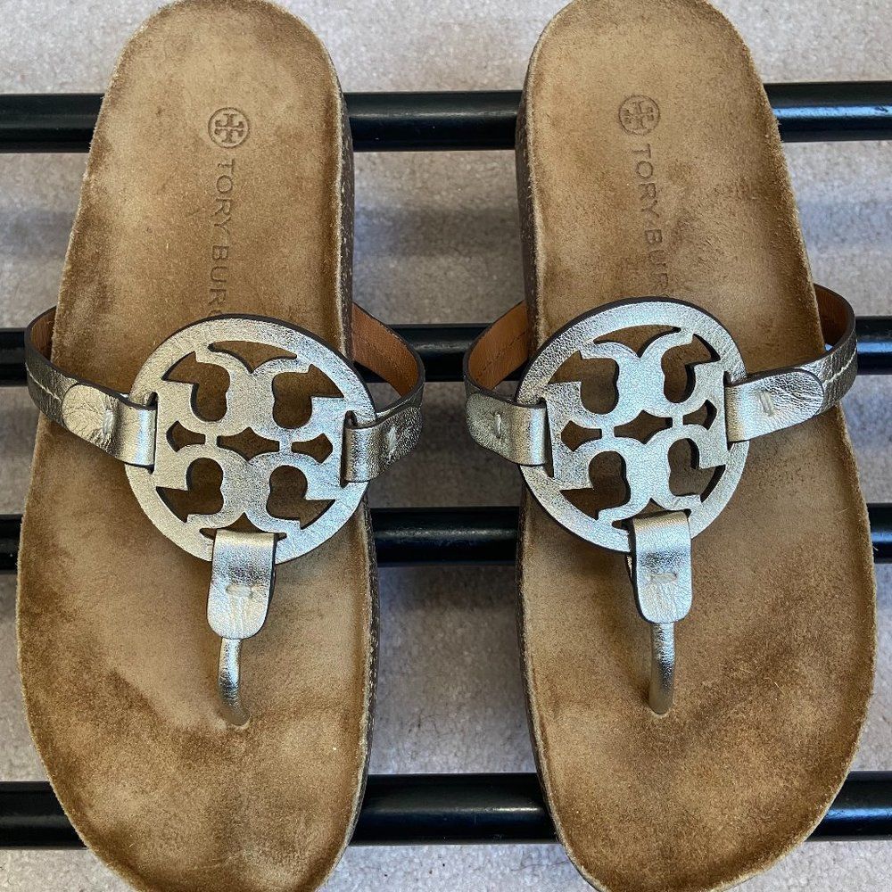 TORY BURCH Women Miller Cloud Goatskin Leather Logo Sandals - NEW NWOB
